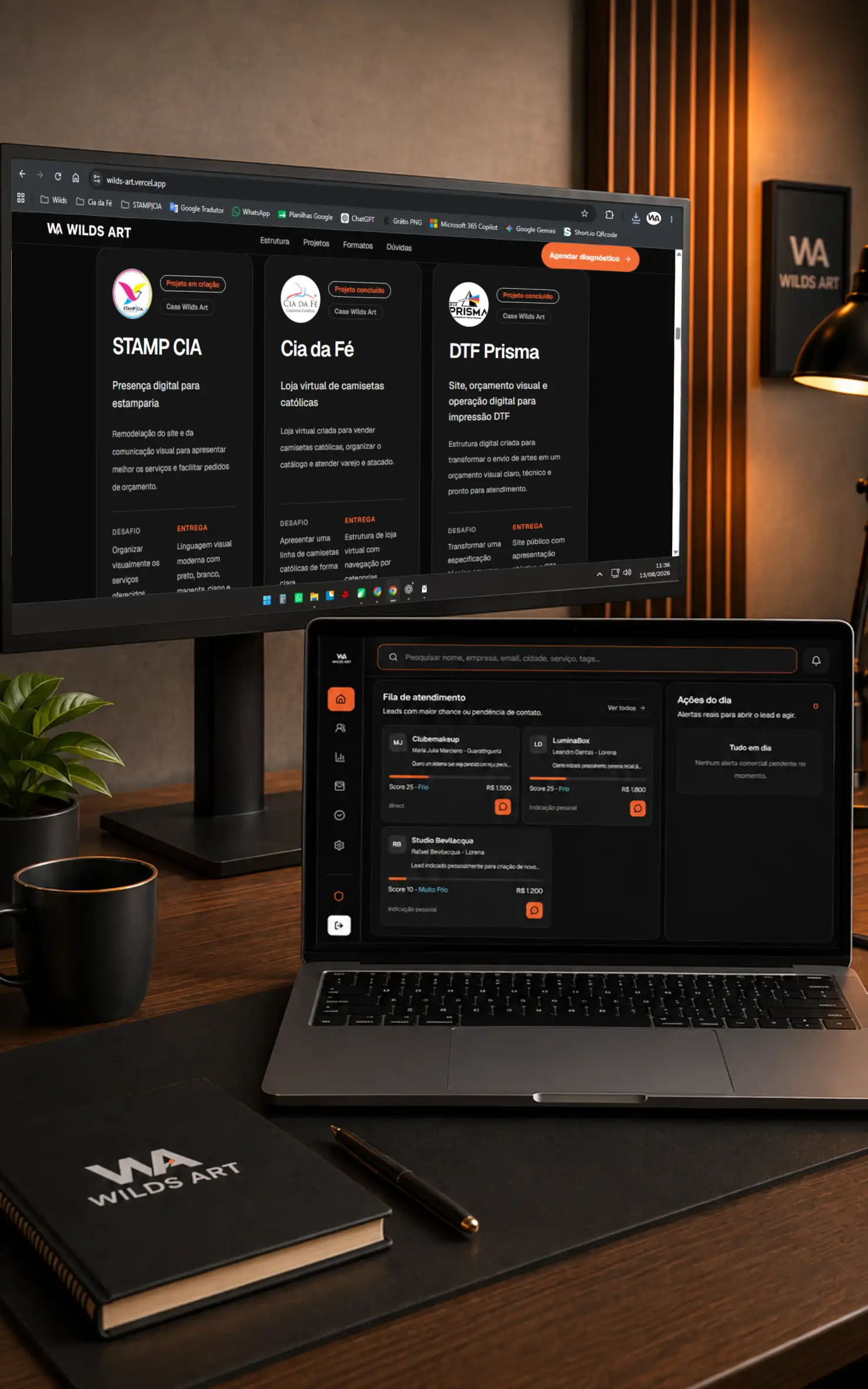 Ambiente da Wilds ART com Landing Page e CRM em funcionamento